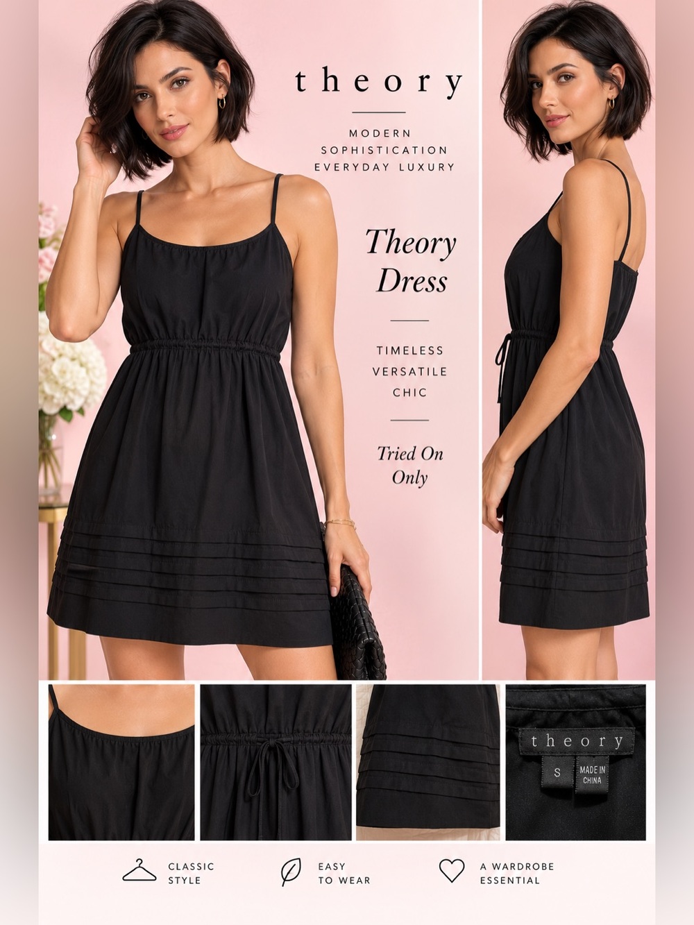 NWOT THEORY 🌹cotton dress never worn just some fuzzy’s from drawer